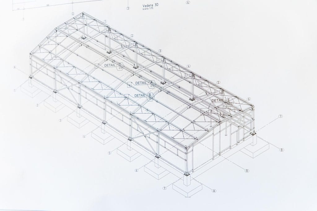 Plan tehnic 3D al halei metalice